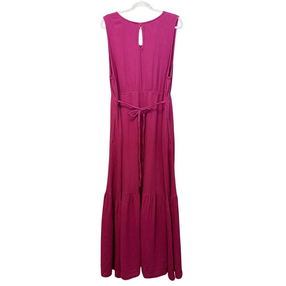 Pact Purple gauze maxi dress - organic cotton tiered sleeveless magenta size XXL - Picture 2 of 9